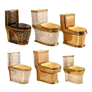 Double-hole hedging siphon type lavatory pan wc one-piece Inodoro foreign trade Southeast Asia gold-plated toilet flush system