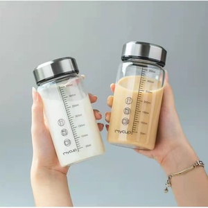 Vaso de Vidrio Minimalista para Uso Doméstico, Portátil, de Gran Capacidad, para Leche, Agua, Café, Desayuno, con Tapa y Graduaciones - Product Image 5