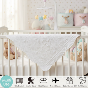 100% Cotton Quilted Baby Swaddle <strong>Blanket</strong> Scalloped Edge Soft <strong>Wrap</strong> for Newborn Wholesale OEM - Product Image 6