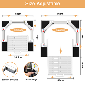 Kit de Apilamiento Universal Manual para Lavadora y Secadora con Alturas Ajustables (24-29 Pulgadas), Base para Lavadora para Uso en Hoteles - Product Image 3