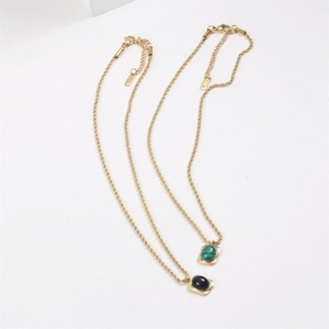18k Gold Plated Stainless Steel <b>Rope</b> <b>Chain</b> Necklace Women Oval Shape Agate Natural Stone Jewelry Necklaces - Product Image 6