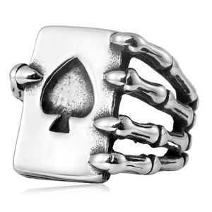 yunnique Men's <b>Titanium</b> Steel <b>Ring</b> Ace Of Spades Cartoon Geometric Design Gift Jewelry - Product Image 4