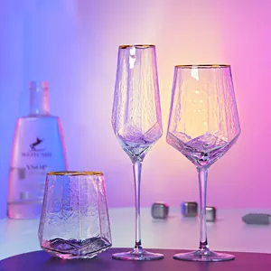 Bicchiere di vino elegante/bicchiere di champagne senza stelo a forma di diamante taglio di cristallo bicchieri di champagne