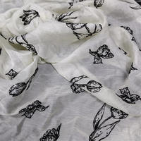 Tissu en Chiffon Jacquard 100% Polyester OEM ODM 100GSM 150cm, Imprimé Floral Tulipe, pour Robe, Écharpe et Abaya Femme