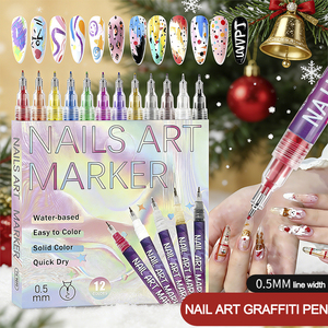 Marqueurs pour nail art FOX FEEL, 12 couleurs, matériau PET, stylo de <span class=keywords><strong>dessin</strong></span> et de peinture DIY, stylo à points pour graffiti - Product Image 2