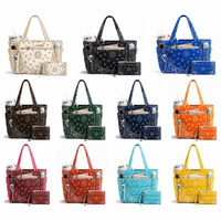 Sac fourre-tout en toile patchwork Paisley OEM, grand format, multicolore, avec poche bandana, pour femme, idéal pour le shopping décontracté