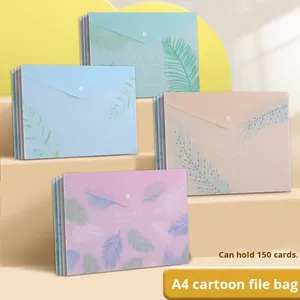 A4 <span class=keywords><strong>sac</strong></span> de documents de dessin animé mignon pour étudiant avec bouton-pression <span class=keywords><strong>sac</strong></span> de papier de test épaissi de bureau d'archives de stockage simple en PP - Product Image 4