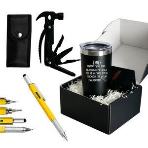 Coffret Cadeau Fête des Pères 2023 avec Tasse Thermos, Poinçon de Mesure, Marteau – Idées Personnalisables, Coffrets Cadeaux d'Anniversaire pour Papa - Product Image 1