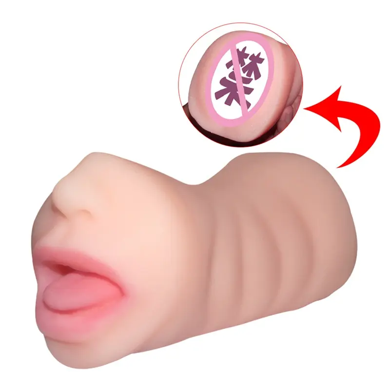 Delove 2 in 1 Realistic Women Vagina Masturbation Pussy Mouth Pocket Adult Oral Sexy Toys For Man