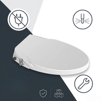 Siège de bidet à eau ambiant durable et antibactérien, allongé, avec fonction lavage arrière et hygiène féminine, couvercle à fermeture douce, pour l'amélioration de la salle de bain