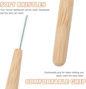Spazzola interdentale in bambù naturale Anti-scivolo Design facile da usare DuPont Nylon resistente all'usura per adulti filo in acciaio inossidabile - Product Image 3