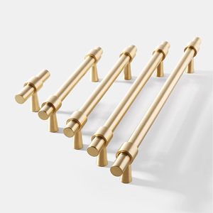 Nordic Modern Minimalist Brass Long Solid Double Hole Drawer Door Handle Small Brass Handle <b>for</b> Cabinet Wardrobe Closet Usage - Product Image 5