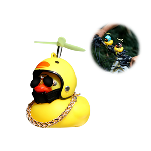 Decoraciones de pato de goma para coche y bicicleta, pequeño pato amarillo, accesorios para coche, luz de pato con bocina - Product Image 1