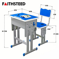 Ensemble bureau et chaise réglables en hauteur pour enfants, école primaire, structure en acier ergonomique avec rangement pour livres