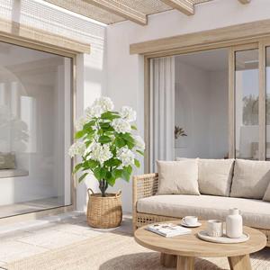Plante artificielle d'hortensia blanc de 3 pieds dans un <span class=keywords><strong>pot</strong></span> noir, fausse plante d'hortensia en <span class=keywords><strong>pot</strong></span> pour la décoration de patio, véranda, maison, jardin, 1 pièce/ensemble - Product Image 2