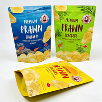 Kemasan Plastik Kedap Bau Berlapis Mylar untuk Keripik Udang, Makanan Ringan Kustom, Tipe Standing Pouch