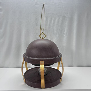 Traiteur Salle À Manger Poêle Cuisine Makan Doré En Acier Inoxydable Plat À Chauffer Boule De Coeur Couvercle Suspendu Style Grain De Bois Plat À Chaleurs - Product Image 2