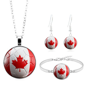 Promotion : Parures de bijoux (collier, bracelet, boucles d'oreilles) à thème Coupe de football et drapeaux internationaux, produits pour supporters de football 2026 - Product Image 4