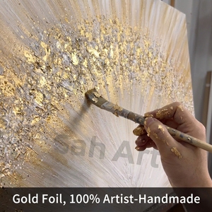 Dipinto su Tela Moderno Fatto a Mano, Astratto con Linee Oro e Argento, Opere d'Arte Testurizzate di Lusso per Decorazione Casa e Hotel - Product Image 3