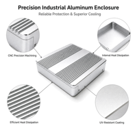 Casing Aluminium Ekstrusi Paduan Logam Pelindung EMI Kotak Mini PC Perangkat PCB IoT Layanan CNC Kustom Casing Aluminium Ekstrusi