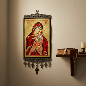 Decoración de Pared de 20 cm con Tela Turca Tejida con Icono Cristiano Ortodoxo y Católico de Turquía - Product Image 3