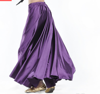 Jupe longue en satin doux et brillant, taille naturelle, colorée, pour spectacle de danse orientale, antistatique, vente en gros
