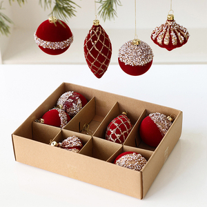 Décorations de Noël 6/8CM, boule floquée en forme d'oignon, peinte, en plastique, style exquis, pour suspension au plafond, boîte de décoration - Product Image 6