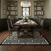 Moderner Luxus-Teppich mit geometrischem Muster, Schwarz-Weißer Teppich im marokkanischen Stil für Wohnzimmer, Bodenmatte für Schlafzimmer als Wohndekoration