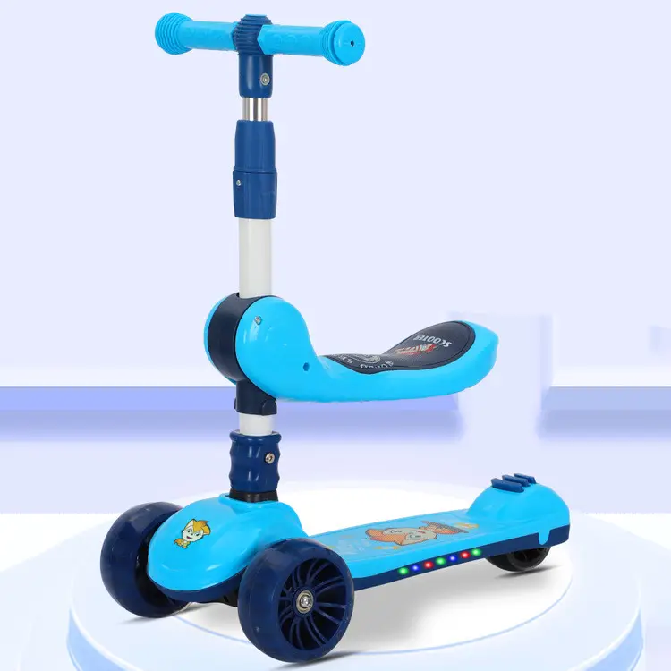 China manufacturer hot sale cheap price 3 wheel kids kick scooters for 4 year old boy children flash light 3 en 1 scooter baby