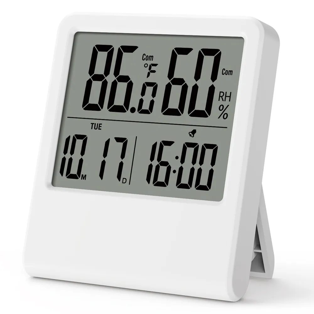 Binnenkamer Lcd Elektronische Temperatuur Vochtigheidsmeter Digitale Thermometer Hygrometer Met Wekker