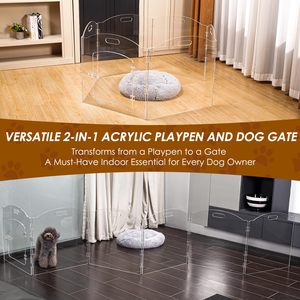 Bağlantısız 2-in-1 akrilik köpek kapıları katlanabilir 6 Panel akrilik kapalı çit yavru küçük orta köpekler için - Product Image 4
