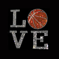 Hotfix Strass Sports Motif Presse à chaud Crystal Designs Modèle de strass personnalisé Transferts de fer sur patchs de basket-ball Bling