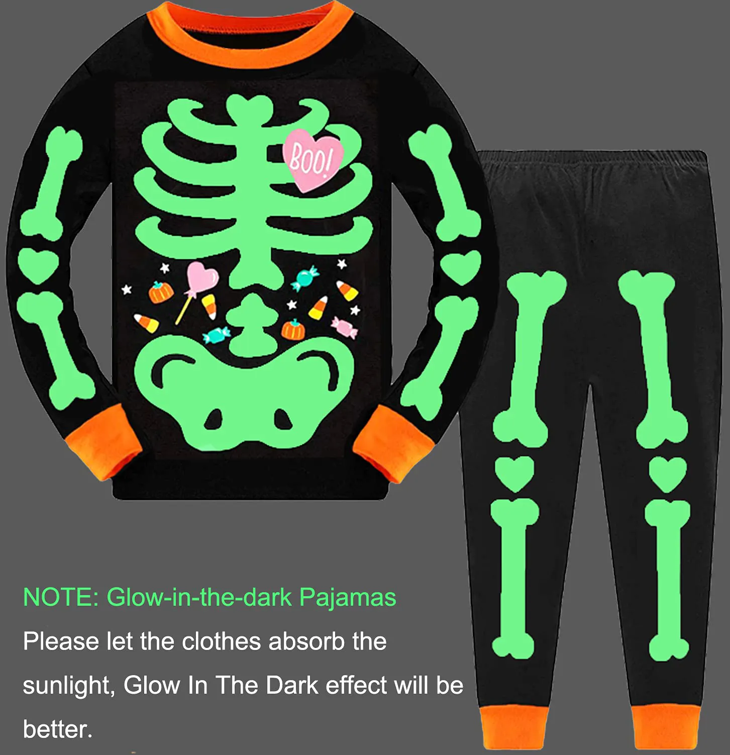Jungen Skelett Glow-in-The-Dark Baumwolle Nachtwäsche Kleinkind Kleidung Halloween Outfit Kinder Pyjama