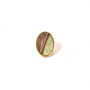 Bague tendance en acier inoxydable 316L plaqué or PVD, design ovale durable et résistant - Product Image 2