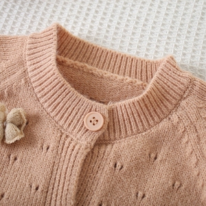 Vendita calda nuovi modelli bambine maglione vestito tinta unita disegno floreale maglione per bambini - Product Image 3