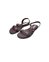 2025 Sandales compensées à bout rond pour femmes noires/marron à la mode Talon de 5mm 100% Fabriqué en Chine-Vente en gros