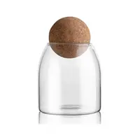 Clear Glass Jar with Cork Ball Lid, Clear Food Storage Jar