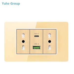 Enchufe Estándar Italiano USB Inteligente Tipo-C de 20 W con Carga Rápida, 2 Puertos, Panel Táctil, Enchufe de Pared Moderno, Panel de Interruptor de Luz de Vidrio - Product Image 6