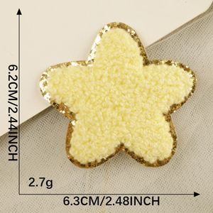 Patchs en chenille brodés thermocollants, motif étoile de baseball jaune, avec bordure dorée pailletée, pour la décoration de vêtements et de sacs - Product Image 6