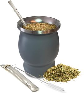 Taza para beber té <span class=keywords><strong>de</strong></span> calabaza negra, doble pared, ecológica, <span class=keywords><strong>buena</strong></span> calidad, 8oz, <span class=keywords><strong>Yerba</strong></span> <span class=keywords><strong>Mate</strong></span> - Product Image 1