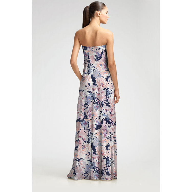 Настраиваемая шелковая хлопковая ткань с принтом темно-синих цветов