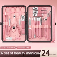 Ensemble de coupe-ongles de luxe en acier inoxydable de 24 pièces avec pince pour peau morte, ensemble complet d'outils pour ongles, outils de soins de beauté durables