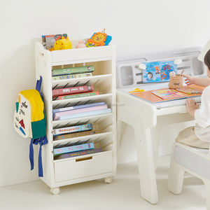 Estantería para niños con ruedas, mesa giratoria móvil de plástico para <span class=keywords><strong>el</strong></span> hogar, estantería multicapa para libros, estantería para niños - Product Image 1