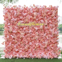 Grosir Pabrik Latar Belakang Bunga Sutra Buatan Klasik Pink 8*8ft Persegi untuk Pernikahan, Pesta, dan Foto