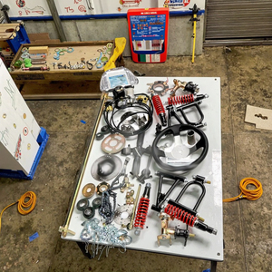 Piezas de vehículo eléctrico de cuatro ruedas HANBON caseras DIY, Kit de dirección de suspensión trasera delantera de <span class=keywords><strong>Kart</strong></span> modificado, acero de freno de uno a tres - Product Image 3
