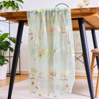Chemin de table en gaze brodée florale colorée de style vintage français avec plis pour décoration de table de mariage, chemin de table en tissu pour le thé