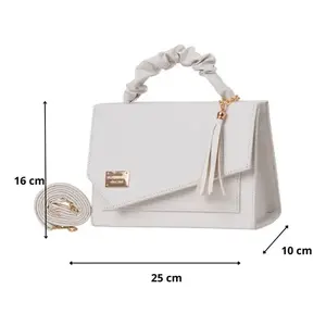 Bolso Tote Casual Blanco para Mujer Fana Melody con Patrón Geométrico Forro de PVC PU Cierre Abierto Dos Asas y Cadena Sensacional de Moda - Product Image 4