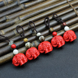 Red Elephant <b>Keychain</b> Wood Pendant Auspicious Design Portable Gift For Men And Couples - Product Image 1