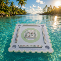 160 Ubin Set Mahjong Akrilik Tema Pantai Laut, Dicetak UV, Terukir, Tahan Aus, 36*25*11mm, Hadiah Musim Panas, Hiburan Poker