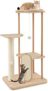 Wooden <strong>cat</strong> <strong>Climbing</strong> <strong>Frame</strong> Multi-tier Modern <strong>cat</strong> Tower with Grabber Perches to hang Toys Natural Rubber Wood Pet Essential - Product Image 2